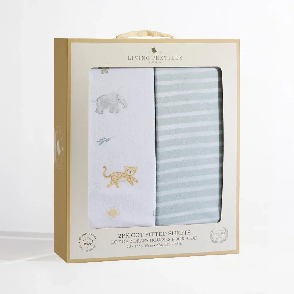 Living Textiles Living Textiles 2 Pack Organic Cot Fitted Sheet - Roam & Roar