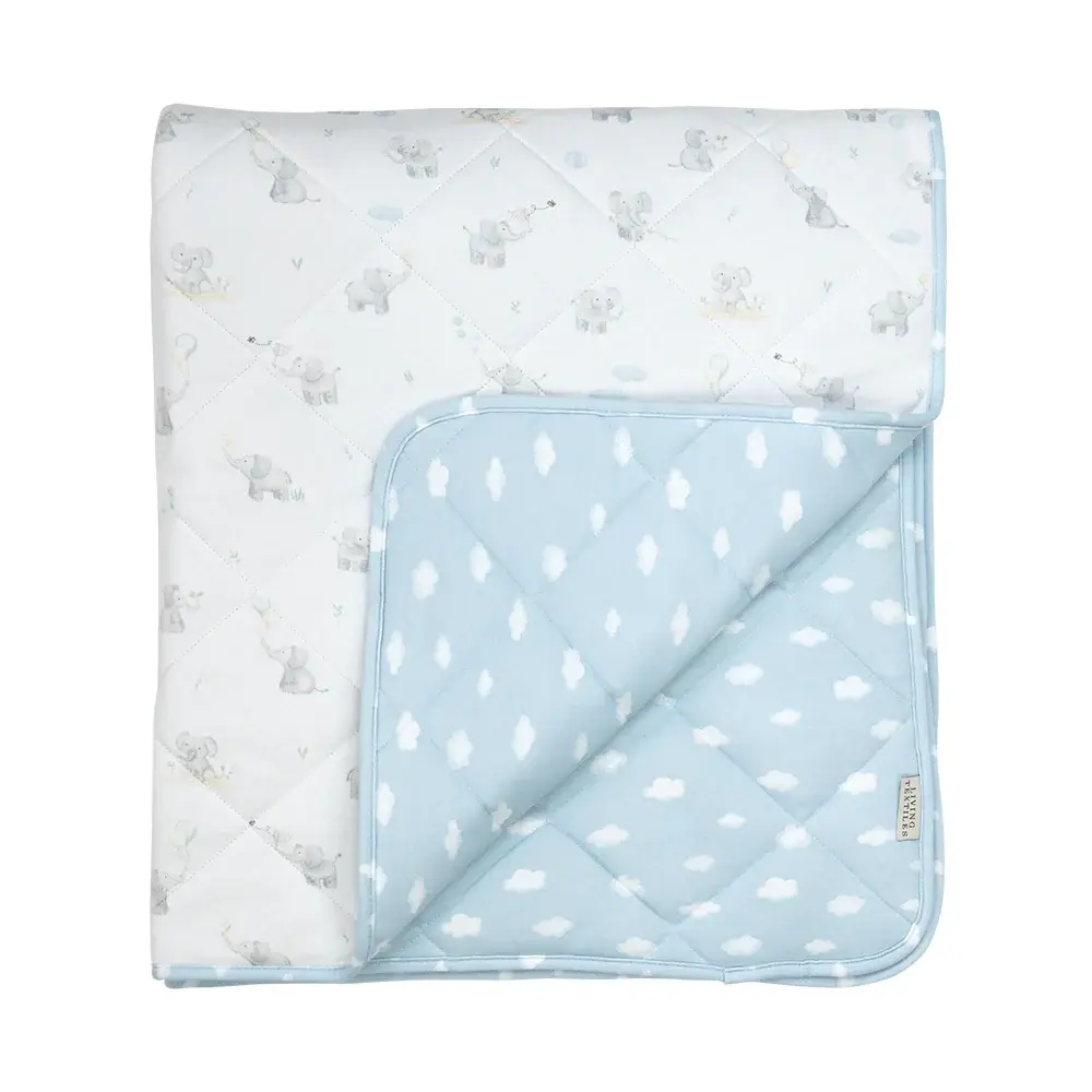Living Textiles Living Textiles Reversible Quilted Cot Comforter - Elephant Playtime