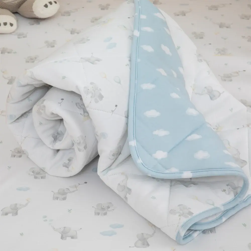 Living Textiles Living Textiles Reversible Quilted Cot Comforter - Elephant Playtime