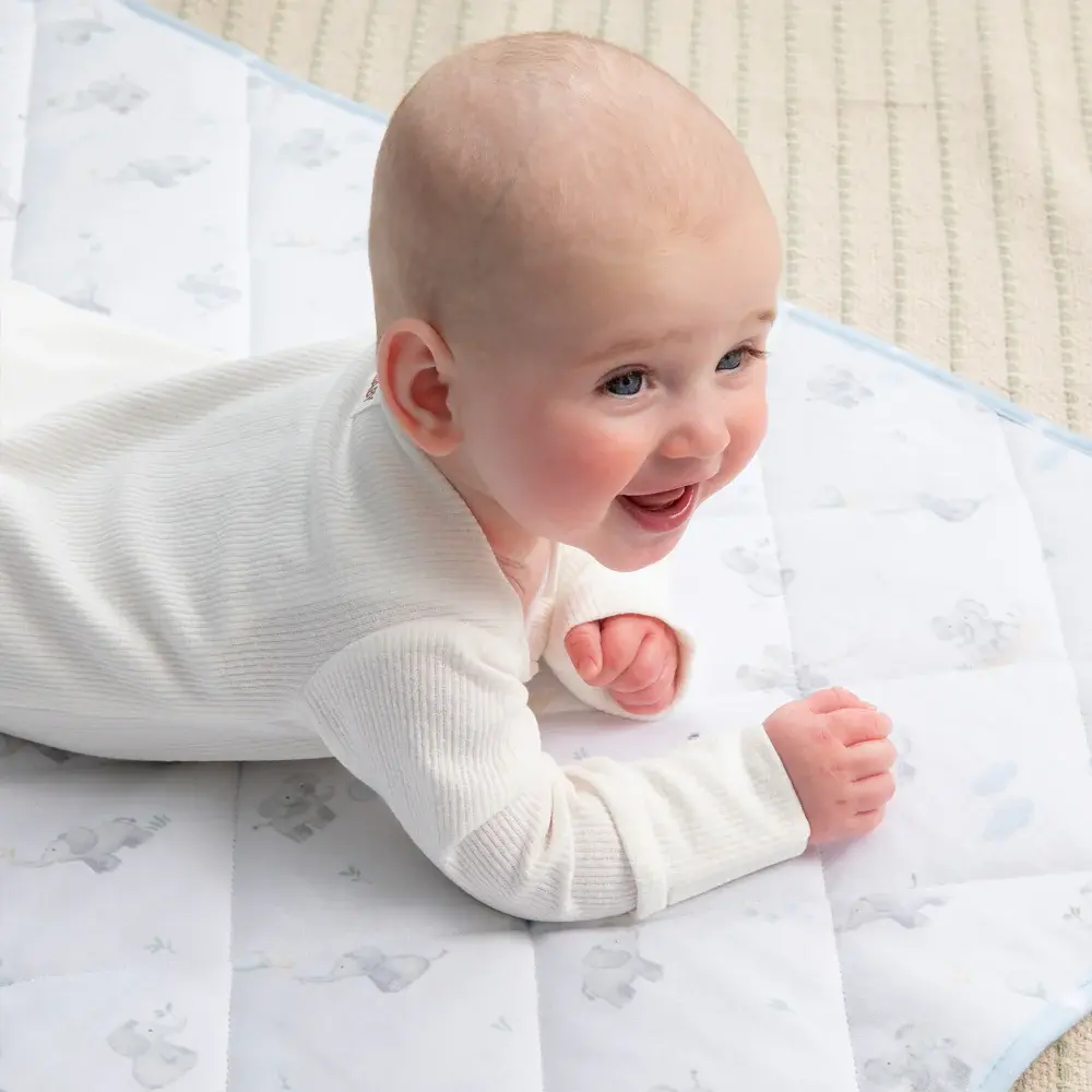 Living Textiles Living Textiles Reversible Quilted Cot Comforter - Elephant Playtime