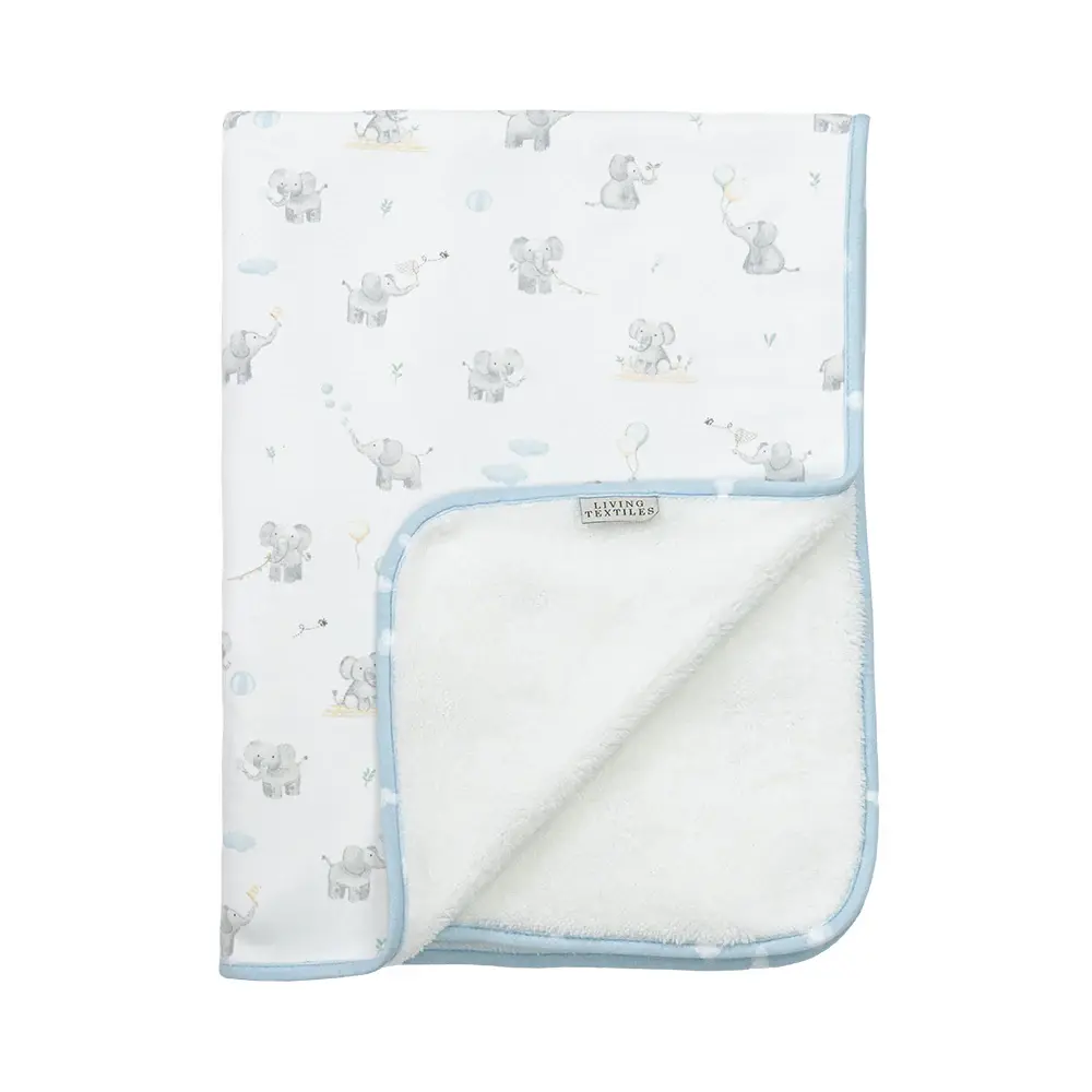 Living Textiles Living Textiles Sherpa Pram Blanket - Elephant Playtime