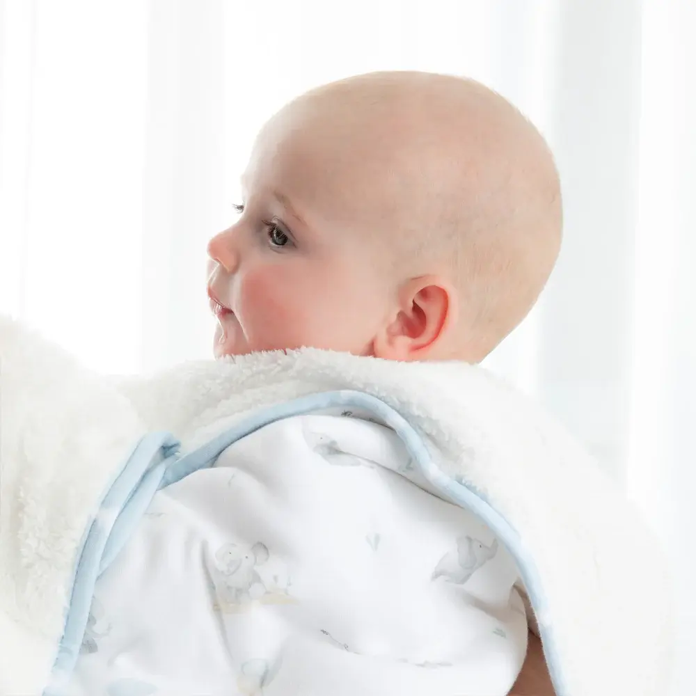 Living Textiles Living Textiles Sherpa Pram Blanket - Elephant Playtime