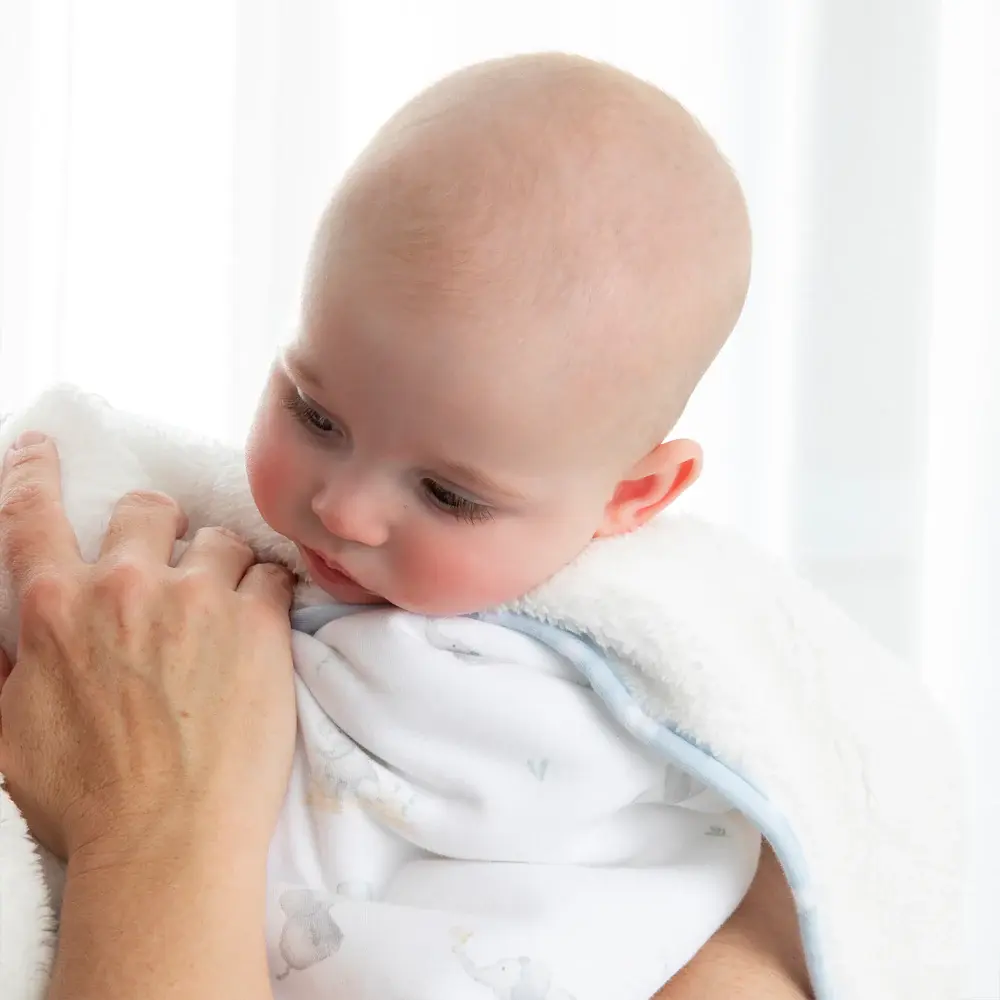 Living Textiles Living Textiles Sherpa Pram Blanket - Elephant Playtime