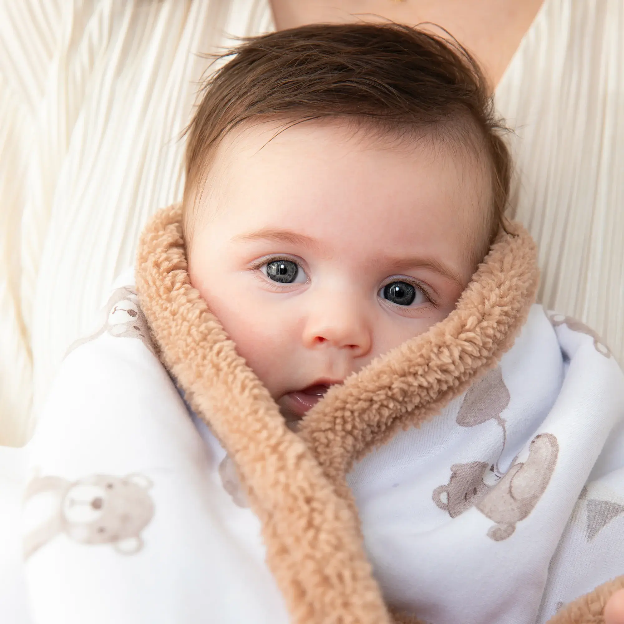 Living Textiles Living Textiles Sherpa Pram Blanket - Cuddly Bear