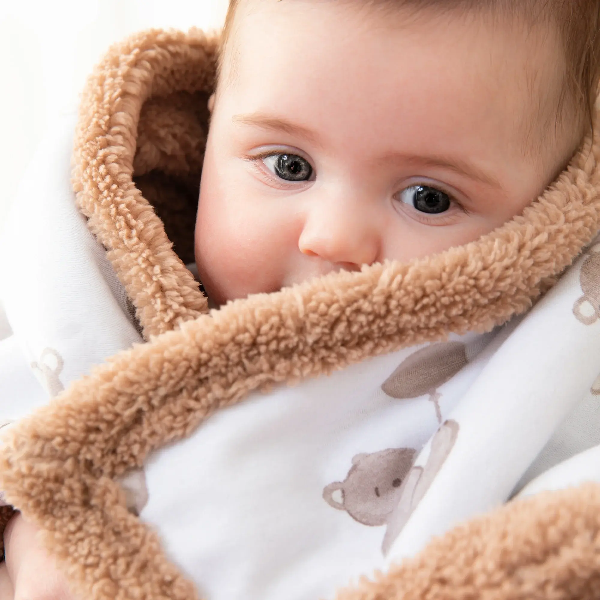 Living Textiles Living Textiles Sherpa Pram Blanket - Cuddly Bear