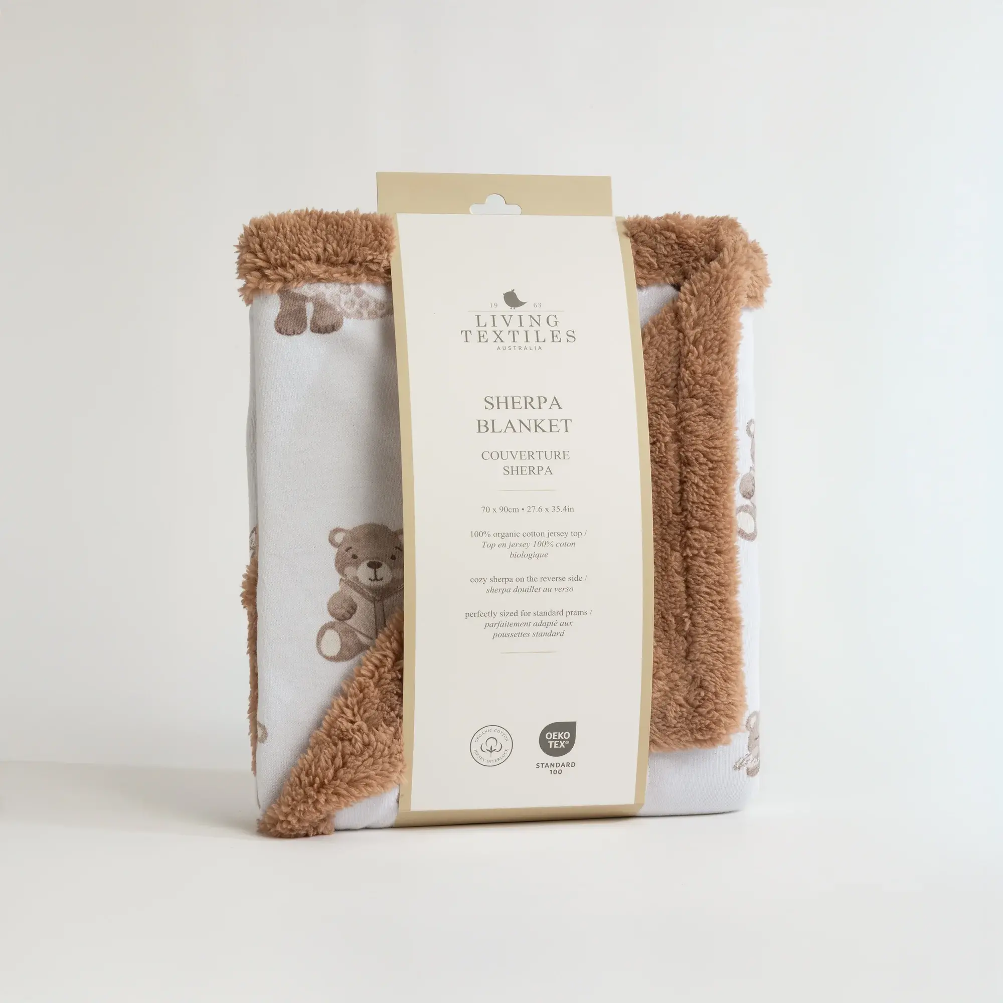 Living Textiles Living Textiles Sherpa Pram Blanket - Cuddly Bear