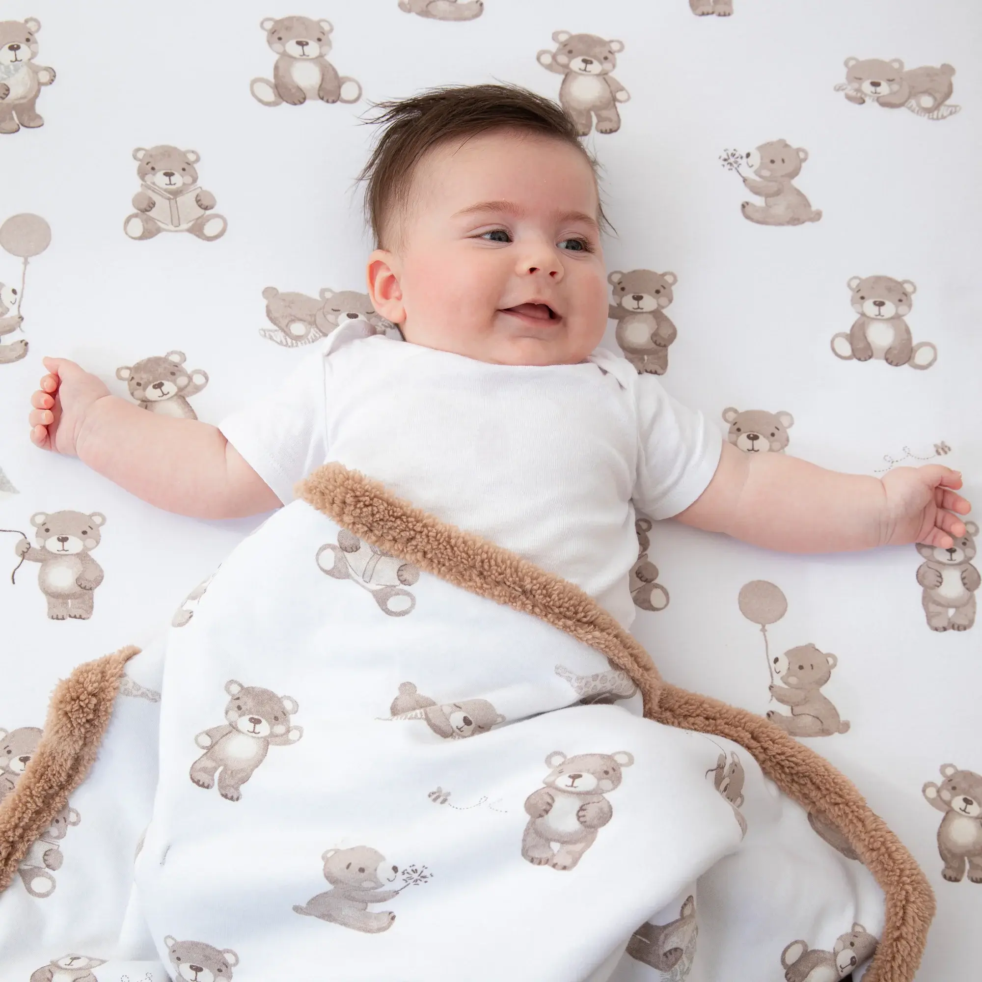 Living Textiles Living Textiles Sherpa Pram Blanket - Cuddly Bear