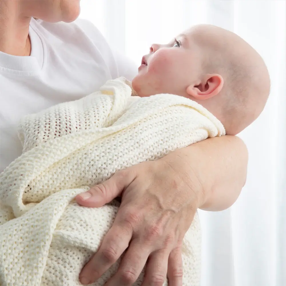 Living Textiles Living Textiles Cotton Cellular Blanket - Natural White