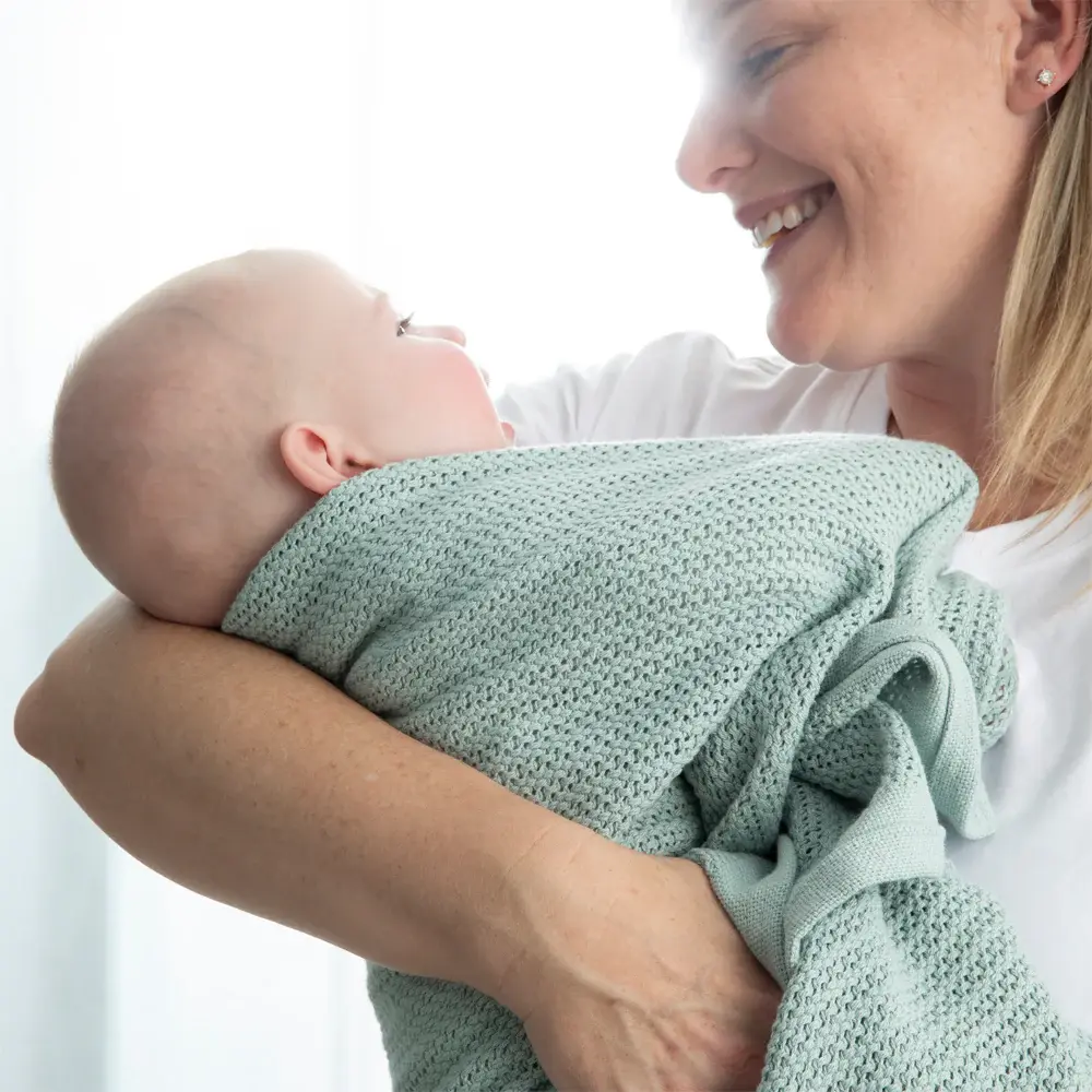 Living Textiles Living Textiles Cotton Cellular Blanket - Sage