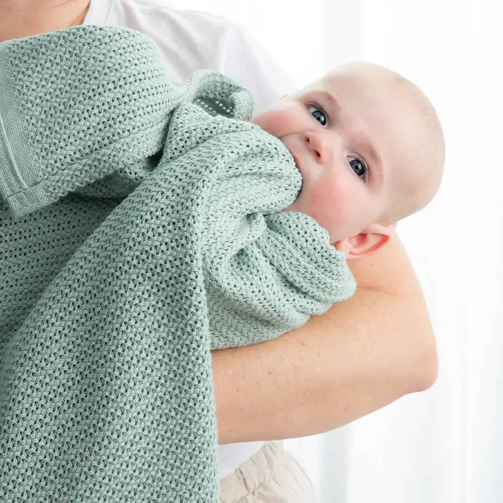 Living Textiles Living Textiles Cotton Cellular Blanket - Sage