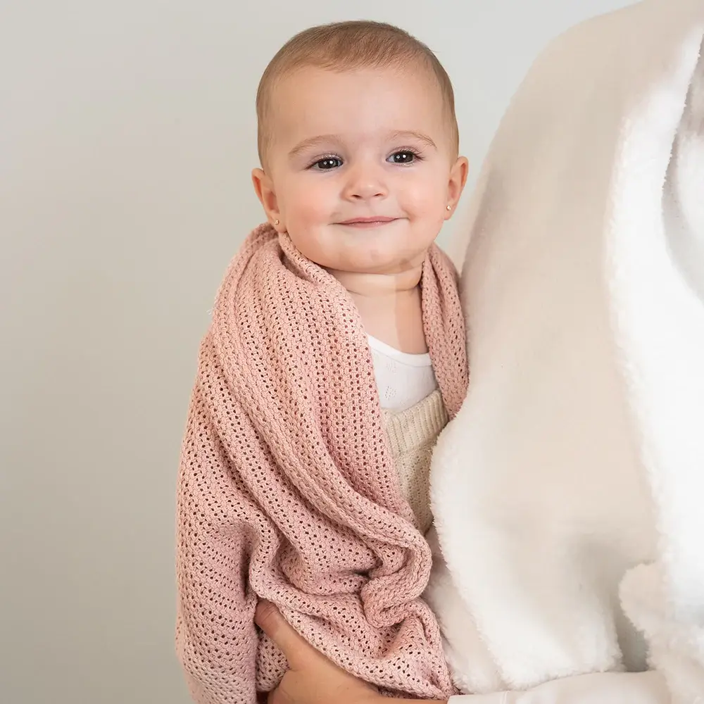 Living Textiles Living Textiles Cotton Cellular Blanket - Dusty Pink