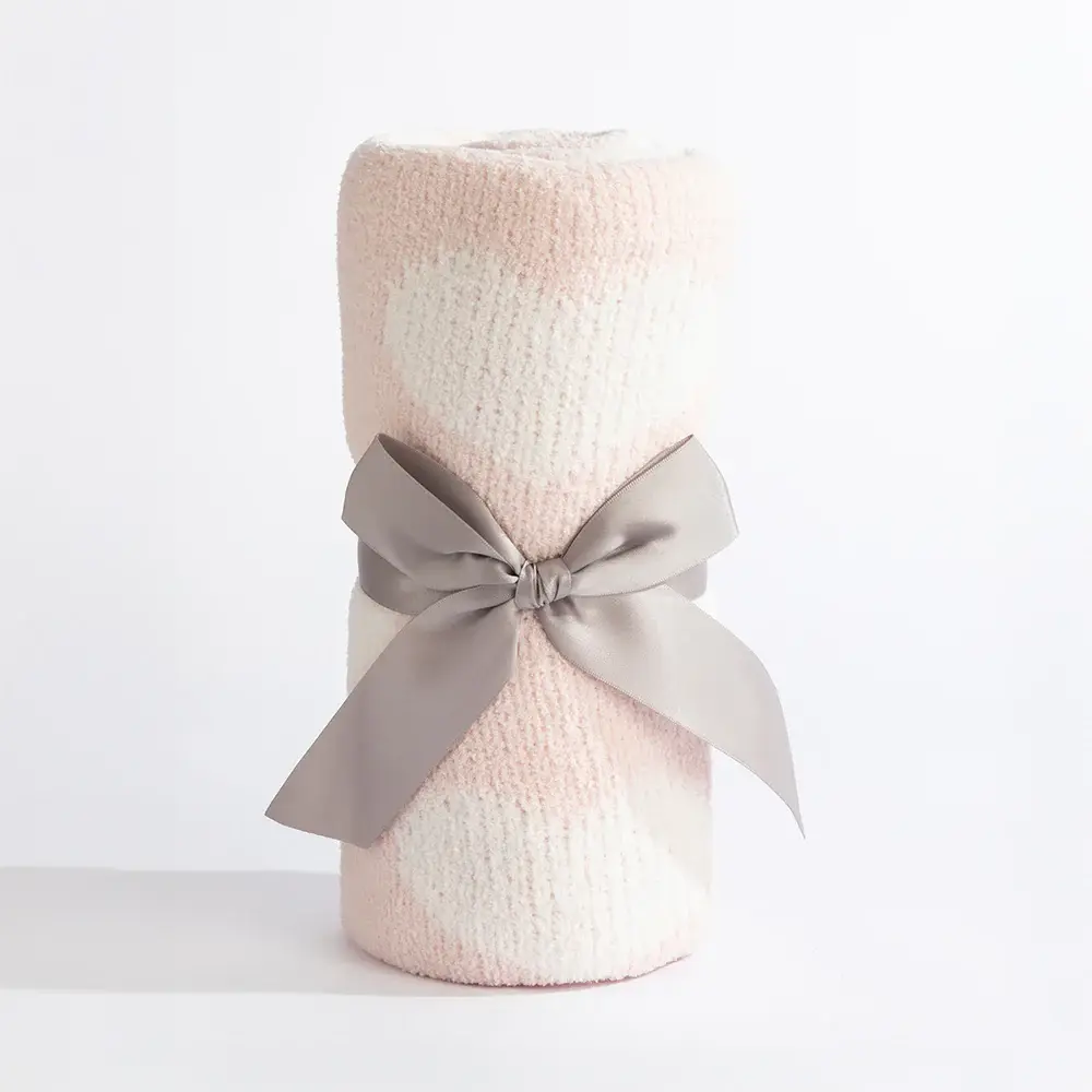 Living Textiles Living Textiles Chenille Blanket - Pink Hearts