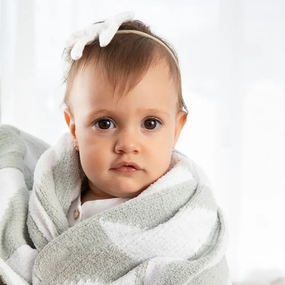 Living Textiles Living Textiles Chenille Blanket - Sage Triangle