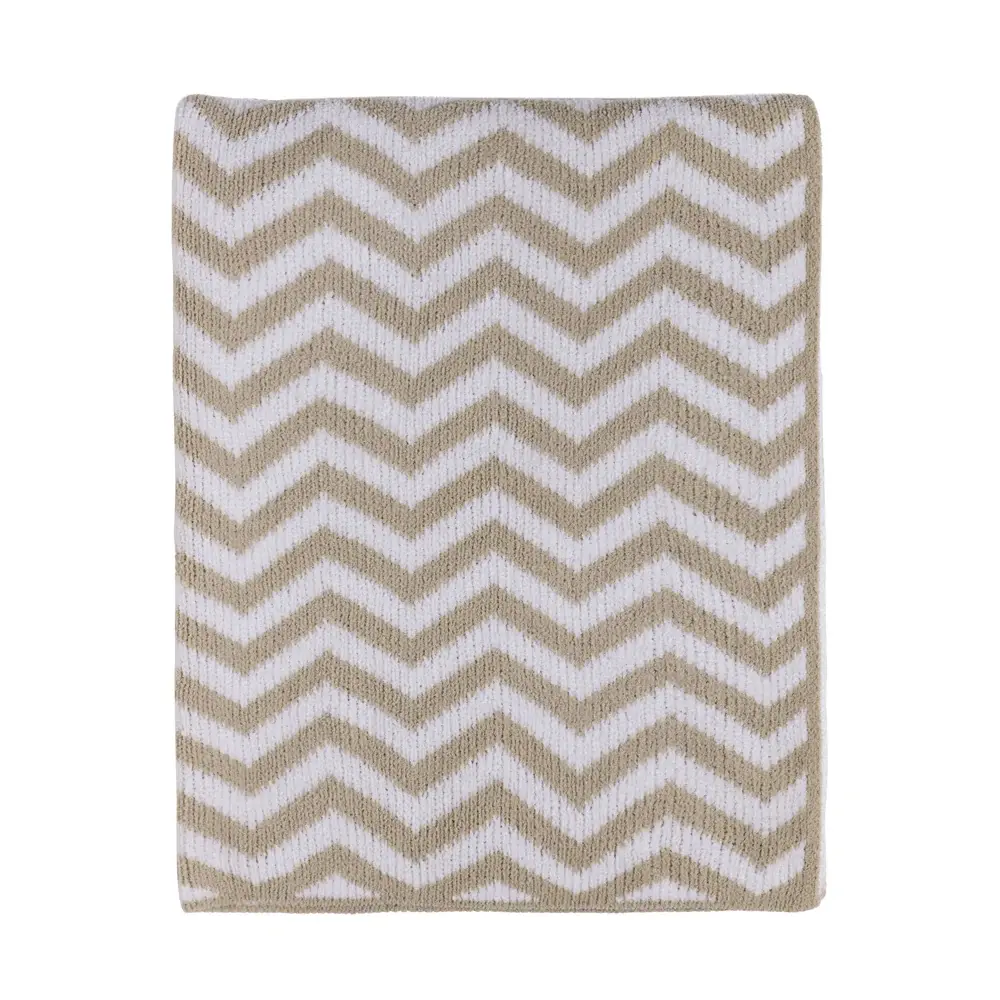 Living Textiles Living Textiles Chenille Blanket - Chevron/Taupe