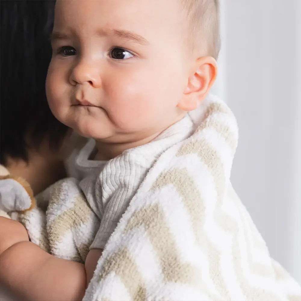 Living Textiles Living Textiles Chenille Blanket - Chevron/Taupe