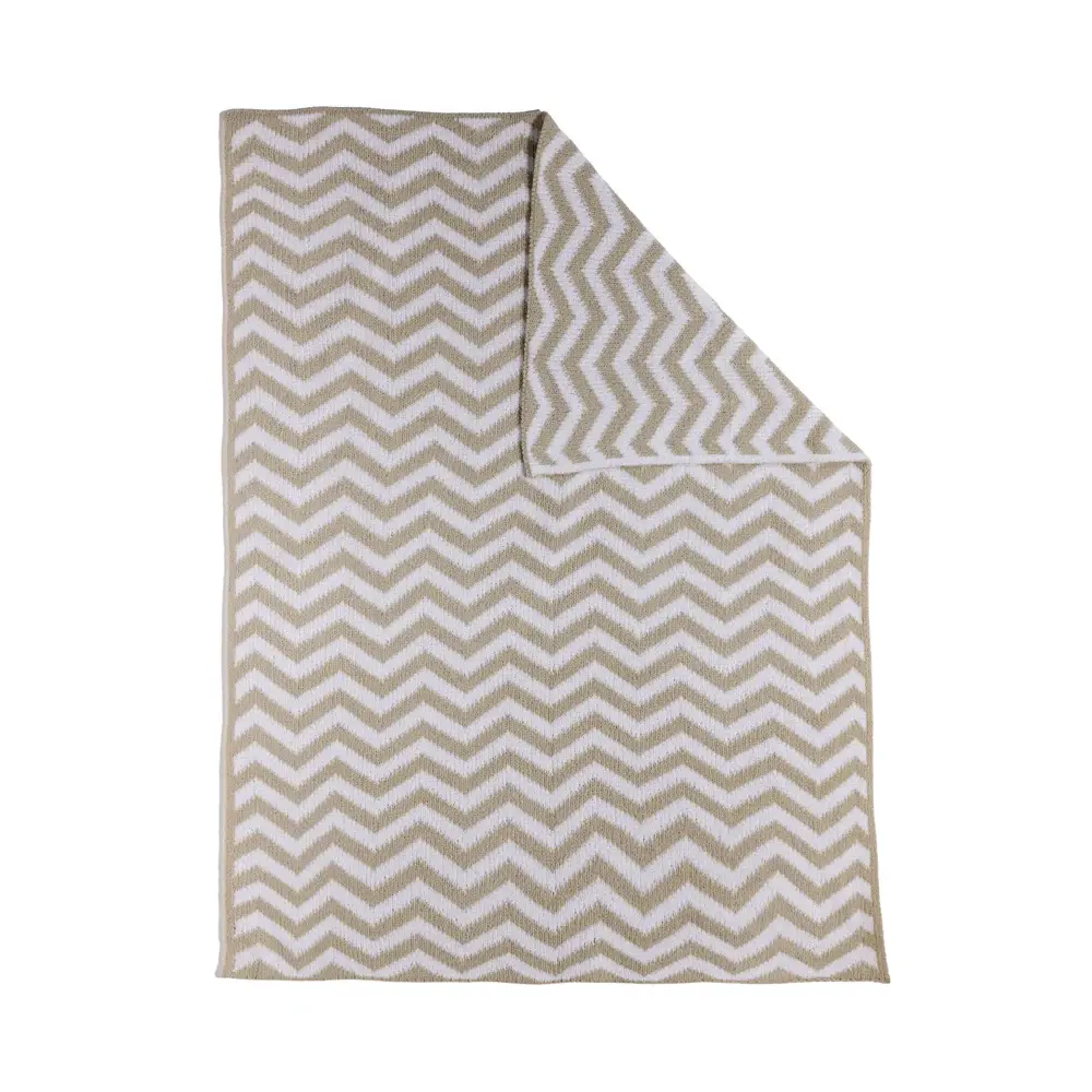 Living Textiles Living Textiles Chenille Blanket - Chevron/Taupe