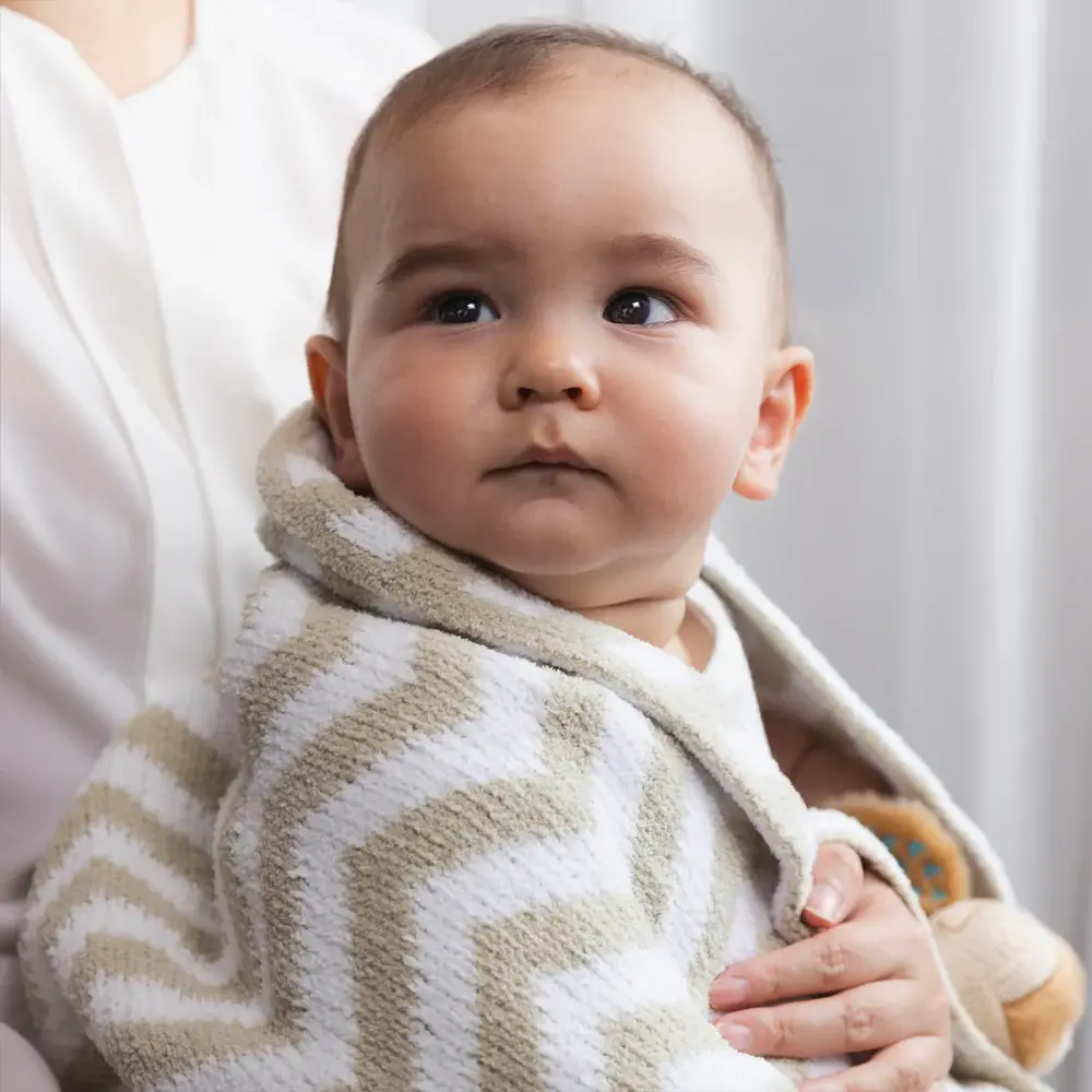 Living Textiles Living Textiles Chenille Blanket - Chevron/Taupe