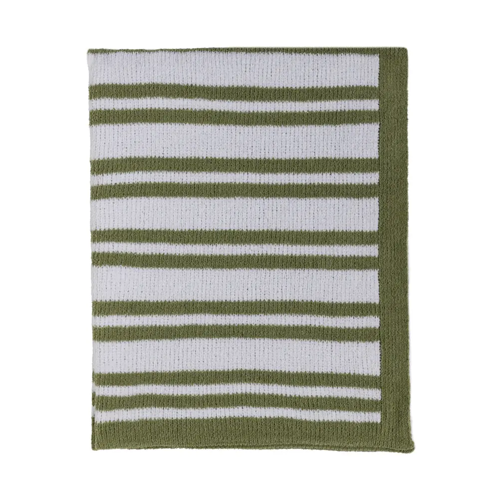 Living Textiles Living Textiles Chenille Blanket - Stripes/Sage