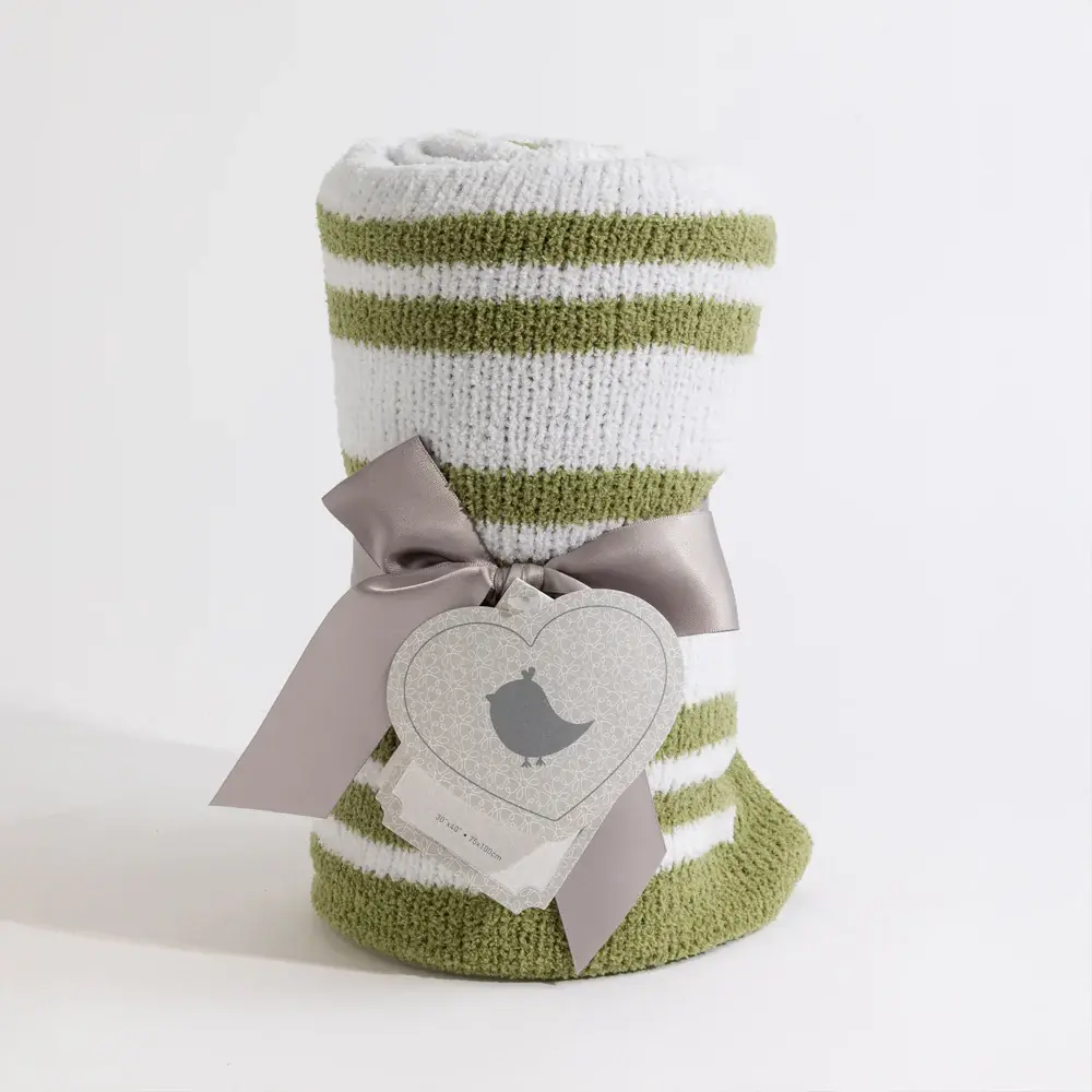 Living Textiles Living Textiles Chenille Blanket - Stripes/Sage