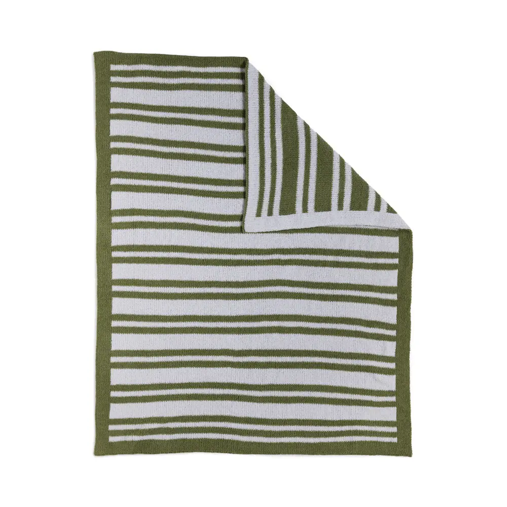 Living Textiles Living Textiles Chenille Blanket - Stripes/Sage