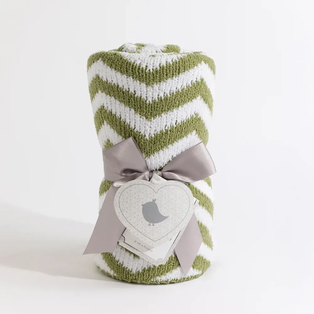 Living Textiles Living Textiles Chenille Blanket - Chevron/Sage