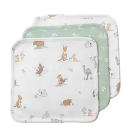 Living Textiles Living Textiles 3 Pack Organic Wash Cloths - Australiana