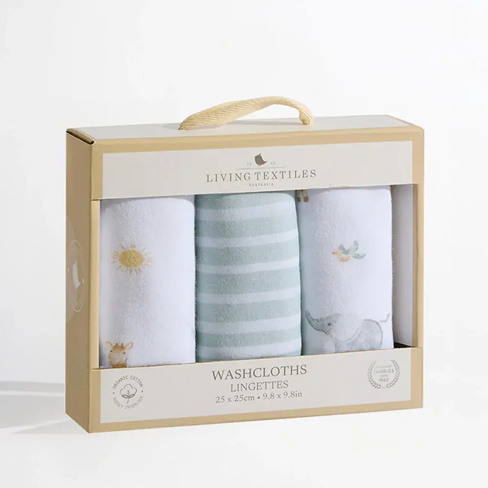 Living Textiles Living Textiles 3 Pack Organic Wash Cloths - Roam & Roar