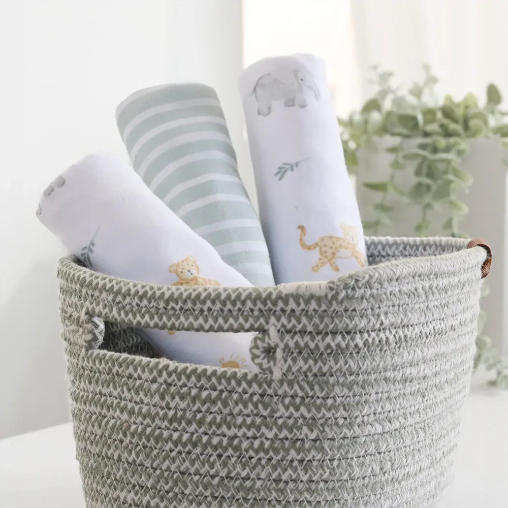 Living Textiles Living Textiles 3 Pack Organic Wash Cloths - Roam & Roar