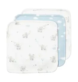 Living Textiles Living Textiles 3 Pack Organic Wash Cloths - Elephant Playtime