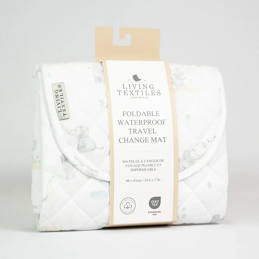Living Textiles Living Textiles Foldable Waterproof Travel Change Mat - Elephant Playtime