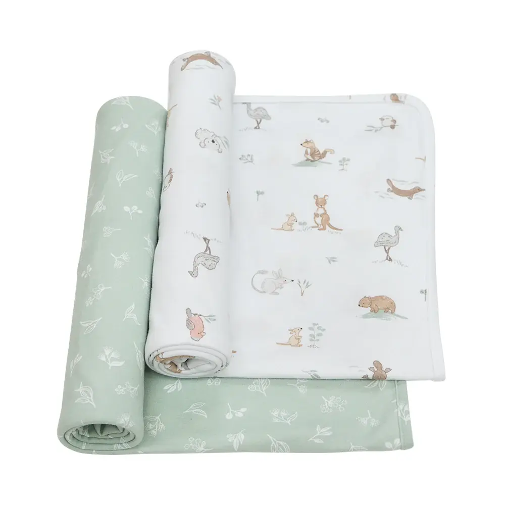Living Textiles Living Textiles 2 Pack Organic Swaddle Wraps - Australiana