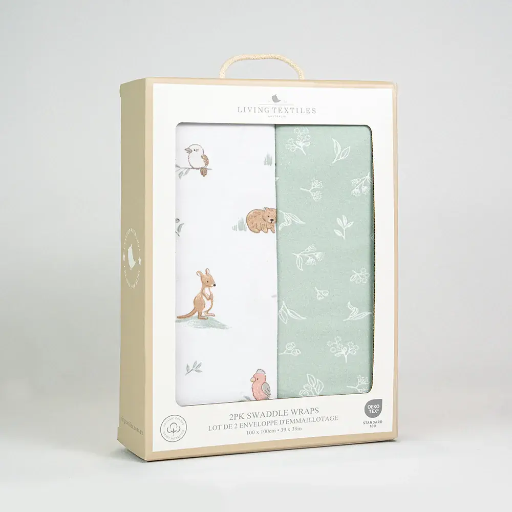 Living Textiles Living Textiles 2 Pack Organic Swaddle Wraps - Australiana