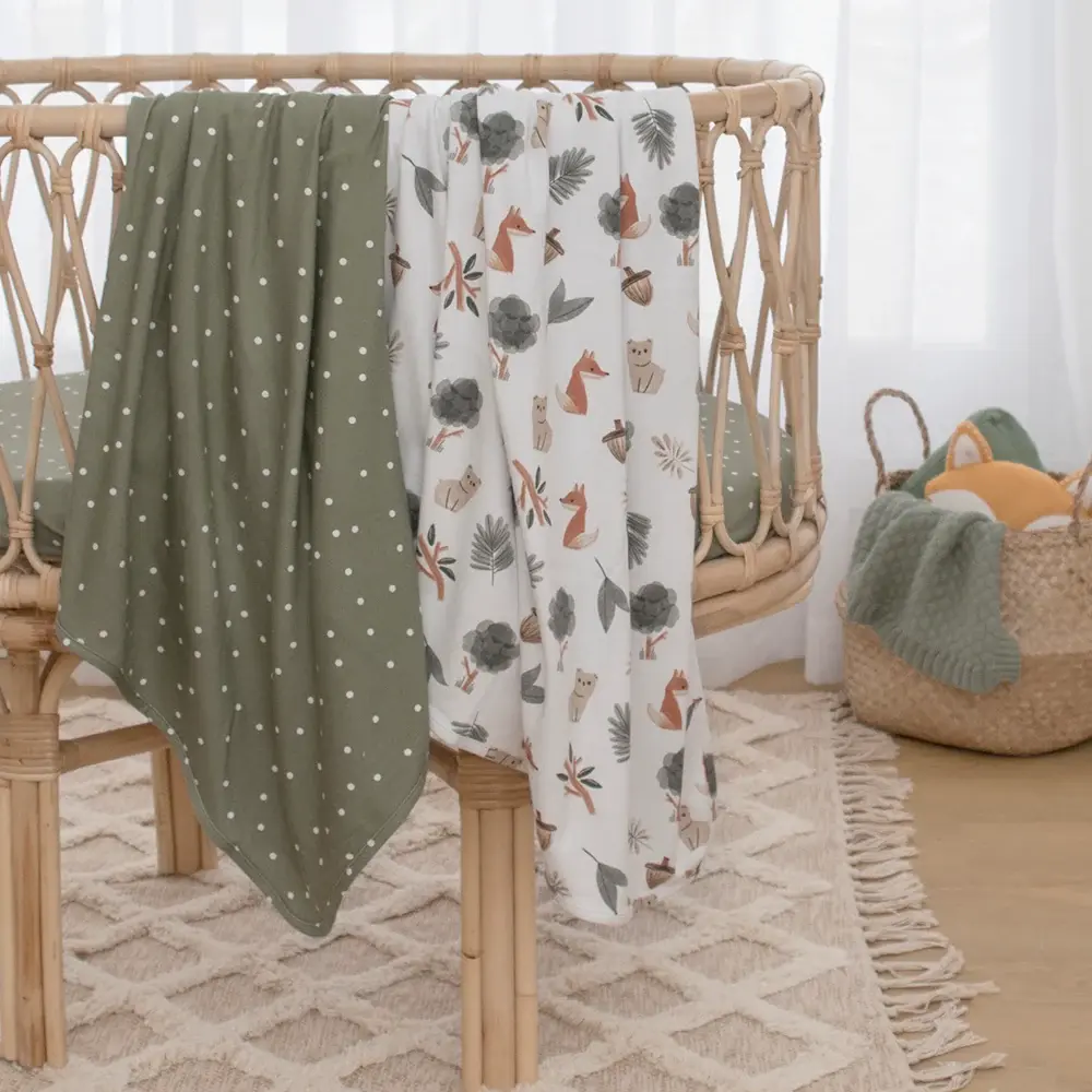 Living Textiles Living Textiles 2 Pack Jersey Swaddle Wraps - Forest Retreat