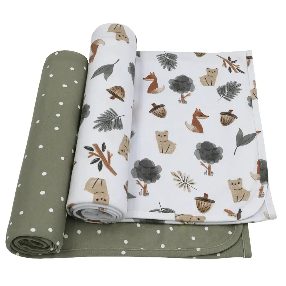 Living Textiles Living Textiles 2 Pack Jersey Swaddle Wraps - Forest Retreat