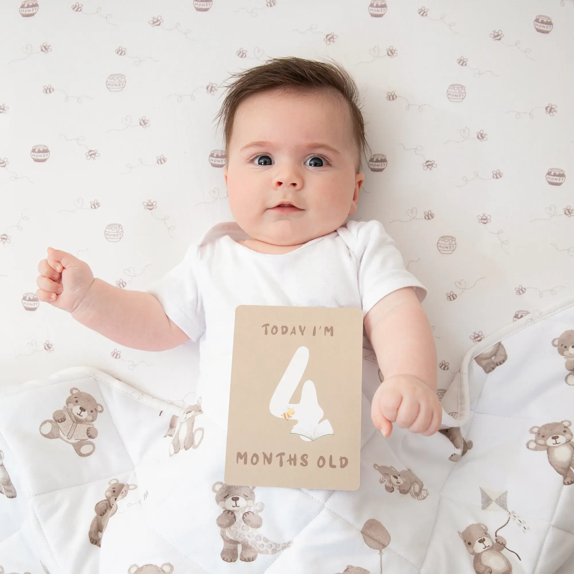 Living Textiles Living Textiles Milestone Cards - Cuddly Bear