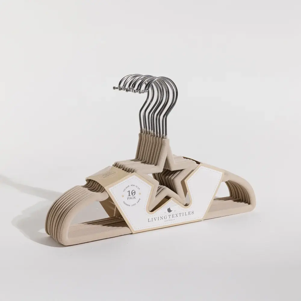 Living Textiles Living Textiles Baby Coat Hangers 10pk - Stars/Beige
