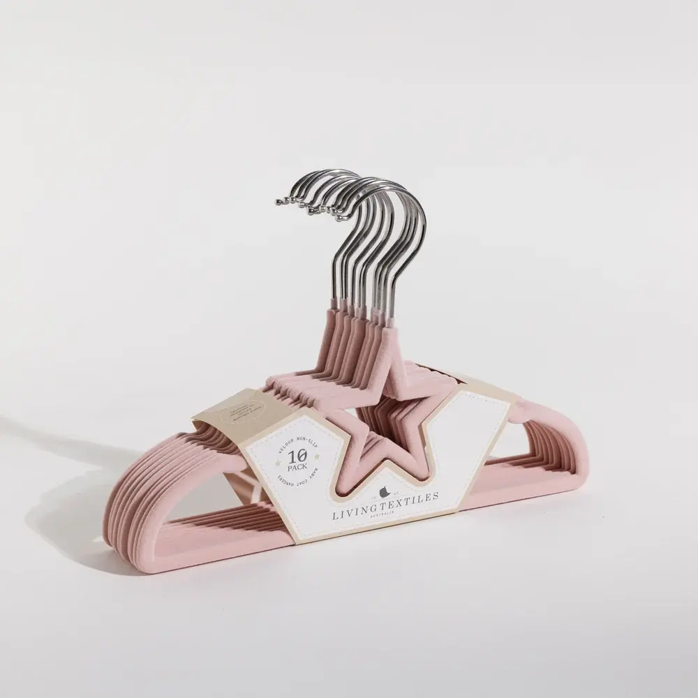 Living Textiles Living Textiles Baby Coat Hangers 10pk - Stars/Pink