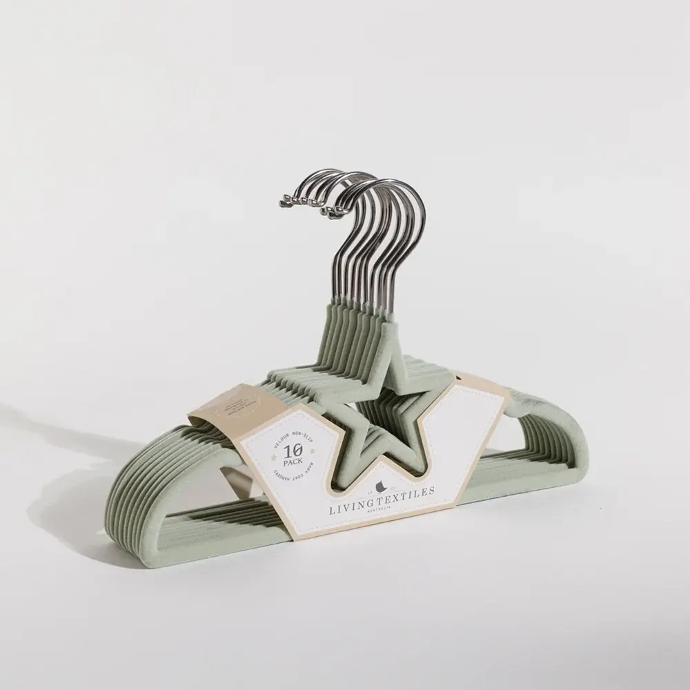Living Textiles Living Textiles Baby Coat Hangers 10pk - Stars/Sage