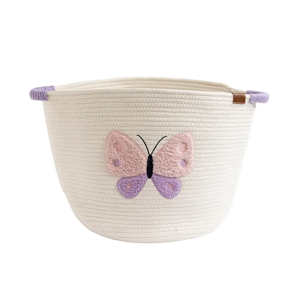 Living Textiles Living Textiles Cotton Rope Embroidered Hampers - Butterfly