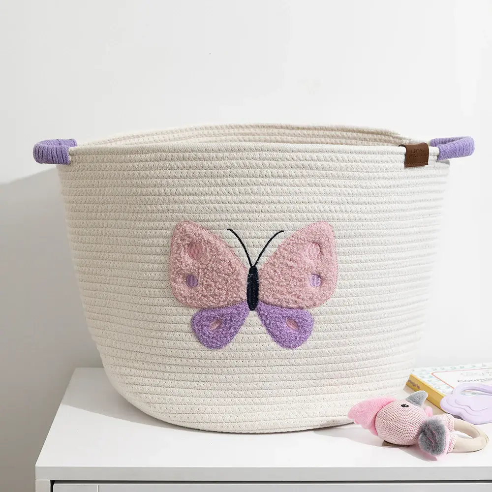 Living Textiles Living Textiles Cotton Rope Embroidered Hampers - Butterfly