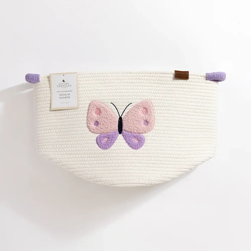 Living Textiles Living Textiles Cotton Rope Embroidered Hampers - Butterfly