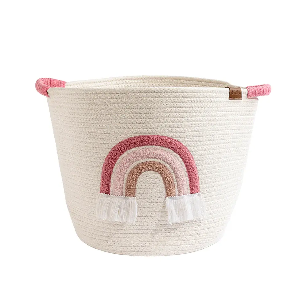 Living Textiles Living Textiles Cotton Rope Embroidered Hampers - Rainbow