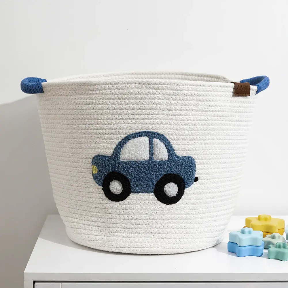Living Textiles Living Textiles Cotton Rope Embroidered Hampers - Car