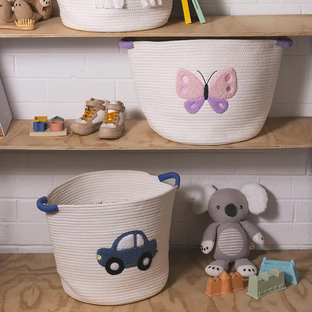 Living Textiles Living Textiles Cotton Rope Embroidered Hampers - Car