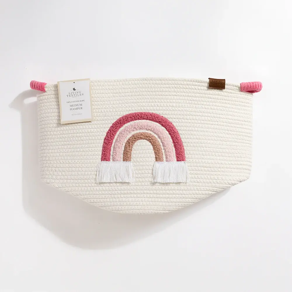 Living Textiles Living Textiles Cotton Rope Embroidered Hampers - Rainbow