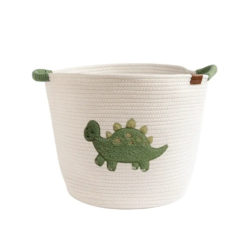 Living Textiles Living Textiles Cotton Rope Embroidered Hampers - Dinosaur