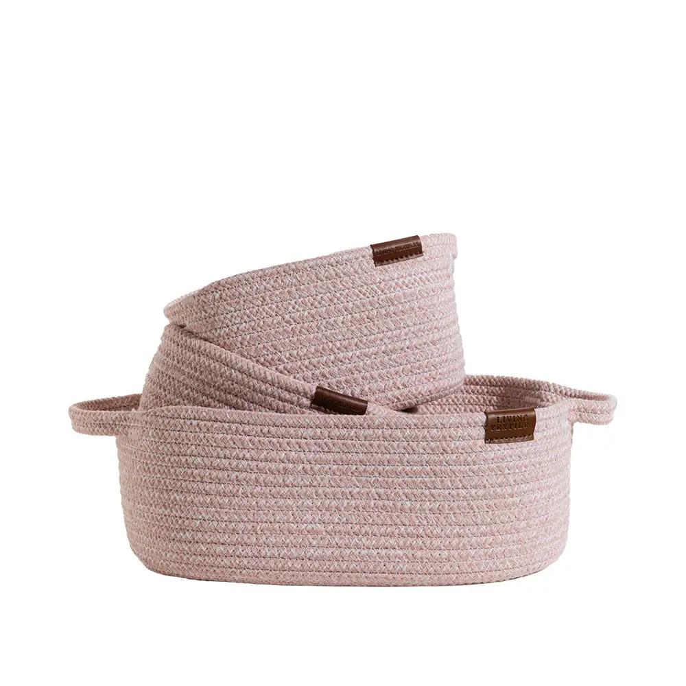 Living Textiles Living Textiles Cotton Rope 3pc Nursery Storage set - Pink