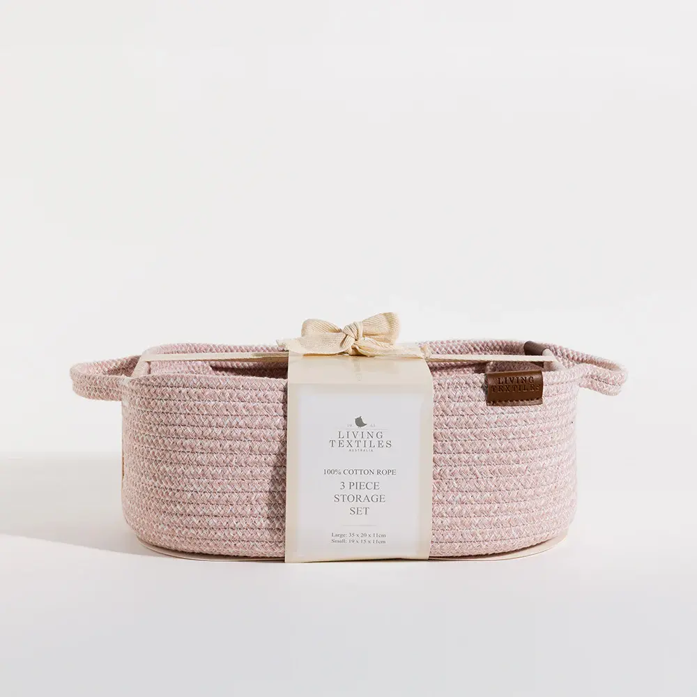Living Textiles Living Textiles Cotton Rope 3pc Nursery Storage set - Pink