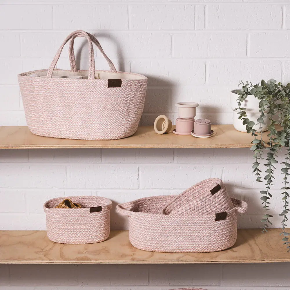 Living Textiles Living Textiles Cotton Rope 3pc Nursery Storage set - Pink