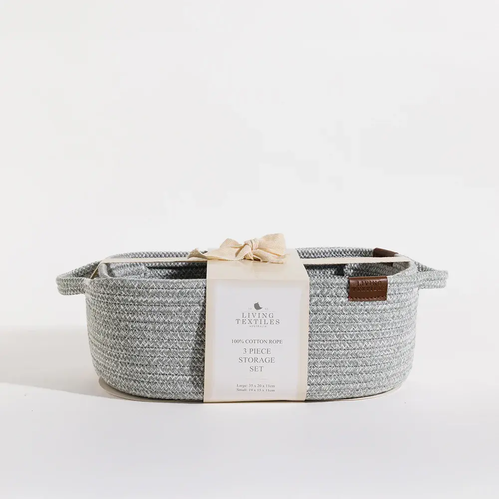 Living Textiles Living Textiles Cotton Rope 3pc Nursery Storage set - Sage